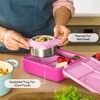 OMIEBox Insulated Bento Lunch Box with Leakproof Thermos Food Jar 3 Compartments Lunch Tote - Pink - 4 of 4