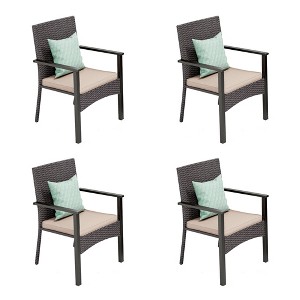 Captiva Designs Outdoor Patio All-weather Wicker Dining Chairs with Thick Cushion - 1 of 4
