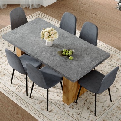 NicBex Dining Table Set for 6 Modern Cozy Rectangle MDF Dining Set with 6 Chairs for Dining Room