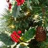 Nearly Natural 18-in Mixed Pine Artificial Christmas Tree with Holly Berries, Pinecones, 35 Clear LED Lights and Burlap Base - 3 of 4