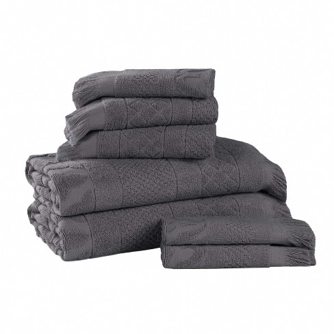 Cotton Geometric Jacquard Plush Soft Absorbent 3 Piece Bath Towel Set By  Blue Nile Mills : Target