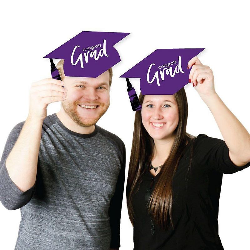 Big Dot of Happiness Purple Graduation Hat Decorations - DIY Large Party Essentials - 20 Count, 3 of 8