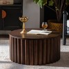 27" Round Lift Top Coffee Table with Storage, Handcrafted Relief Pedestal Wooden Tea Table, Modern MDF Living Room Center Table-Koiai - 2 of 4