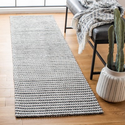 Ivory and Charcoal Flat Woven Wool Runner Rug