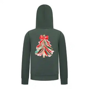 Everyday Kids Christmas Collection Red & Gold Painted Tree Girls Zip Up Hoodie – Holiday Sweatshirt - 1 of 4