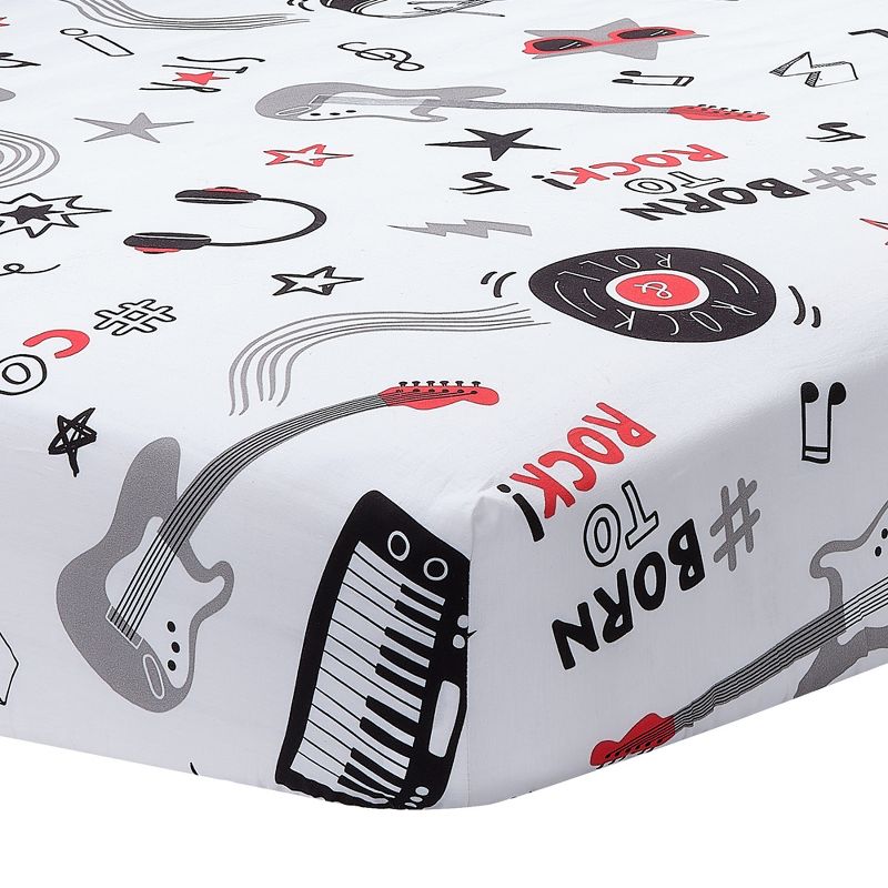 Lambs & Ivy Rock Star Musical Instruments 3-Piece Baby Crib Bedding Set - Gray, 4 of 10