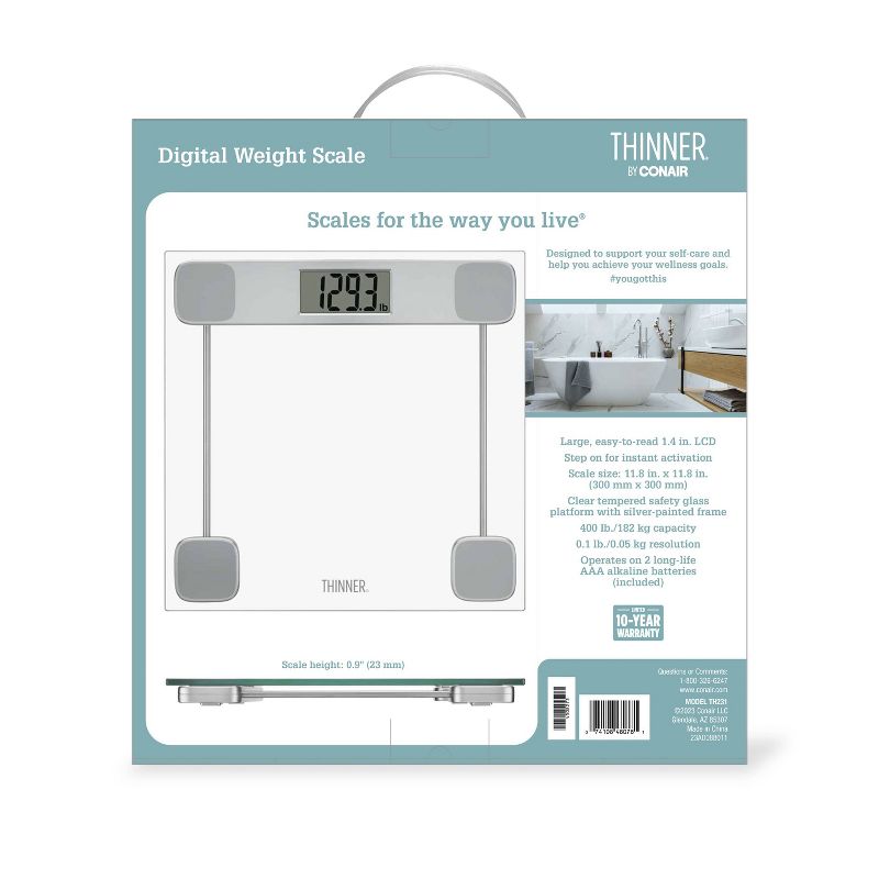 Clear Glass Weight Scale Silver - Thinner, 5 of 12