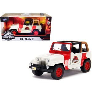 Jeep Wrangler #18 "Jurassic Park" Red and Beige "Jurassic World" 1/32 Diecast Model Car by Jada - 1 of 4
