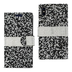 Reiko iPhone X/iPhone XS Diamond Rhinestone Wallet Case in Black - 1 of 4