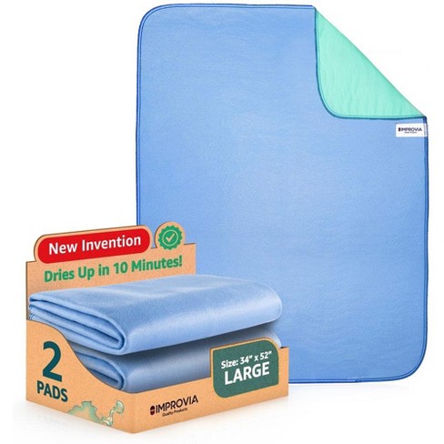 Improvia 34 X 52 Washable Underpads, Heavy Absorbency Reusable Bedwetting Incontinence  Pads - Blue, Pack Of 2 : Target