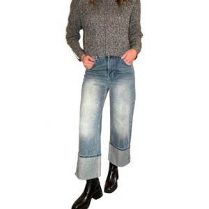 Women's Straight Leg Cuffed Jean - MIOU MUSE - 1 of 3