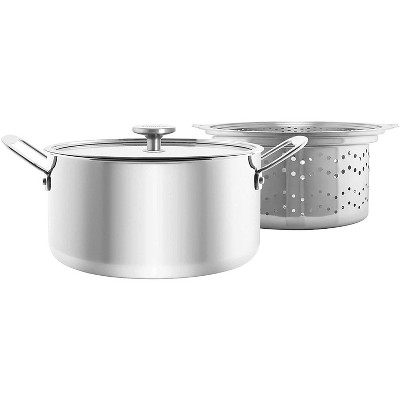 Chantal 3.Clad 7 qt. Stock Pot w/ Pasta-Steamer Insert & Glass Lid