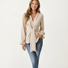 Anna-Kaci Women's Long Sleeve Wrap Front Blouse with Waist Tie and V-Neckline - 4 of 4