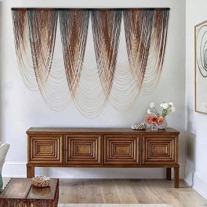 Macrame Wall Hanging Brown Dip - Dyed Large Boho Fiber Art for Living Room Office Decoration 57x41 Inch - 1 of 4