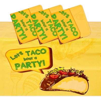 Sparkle and Bash 3 Pack Mexican Fiesta Tablecloth, Let’s Taco Bout A Party (54 x 108 in)