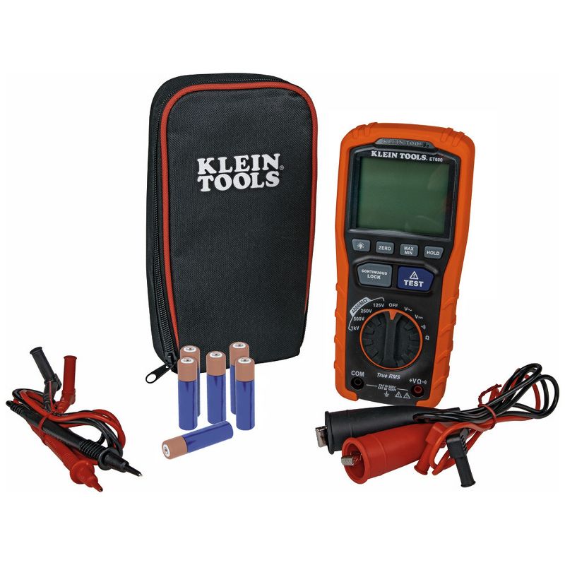 Klein Tools ET600 Cordless Insulation Resistance Tester Kit, 1 of 12