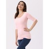 INSPIRE CHIC Women's Half Sleeves Scoop Neck Fitted Layering Soft T-Shirt - 2 of 4