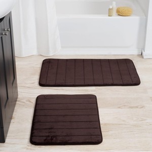 Hastings Home 2-Pc Memory Foam Bathroom Rug Set – Chocolate Brown - 1 of 4