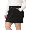 Agnes Orinda Women's Plus Size Faux Suede Zipper Front Pockets Elastic Waist Mini Skirt - 2 of 4