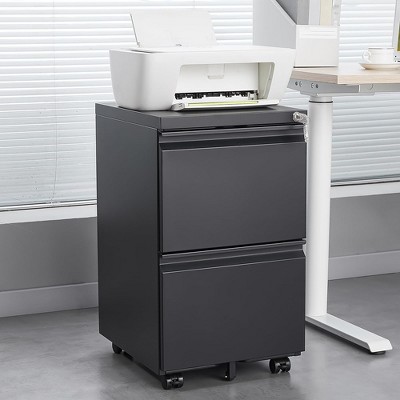 2 Drawer Mobile File Cabinet with Lock,Under Desk Metal Filing Cabinet,Rolling Filing Storage Cabinet Files Storage Cabinet for Office Home