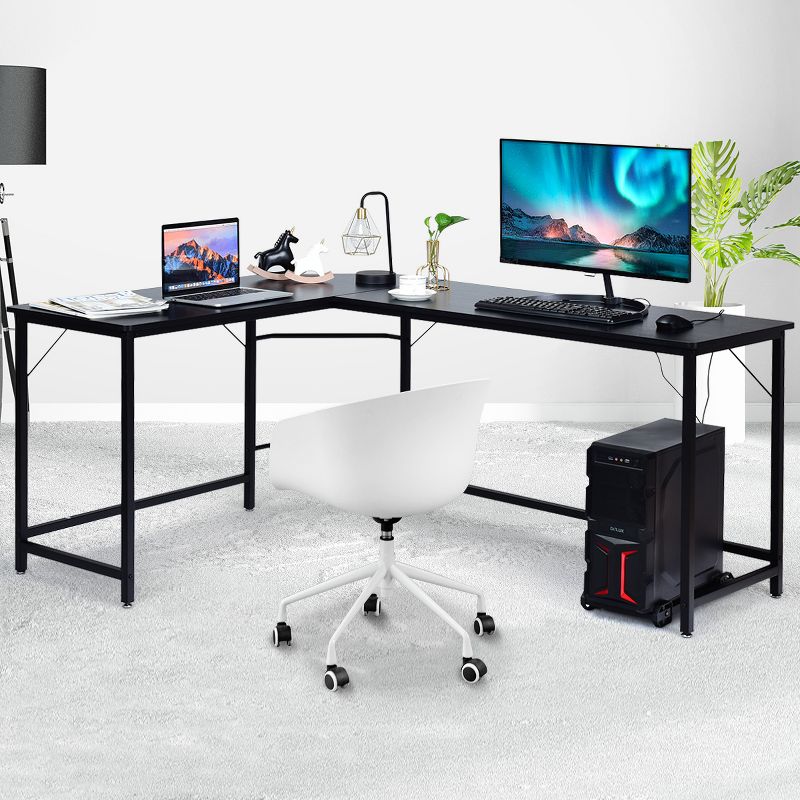Costway L-Shaped Computer Desk Corner Workstation Study Gaming Table Home Office, 2 of 12