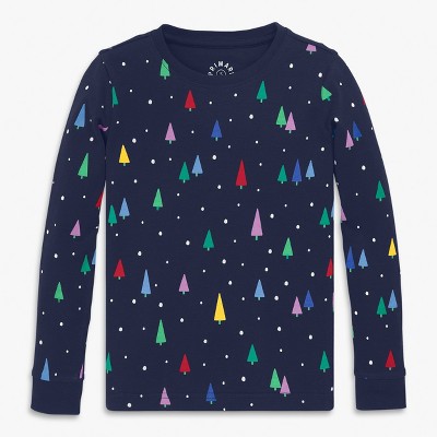 Primary Kids Organic Long Sleeve Pj Top In Holiday Prints