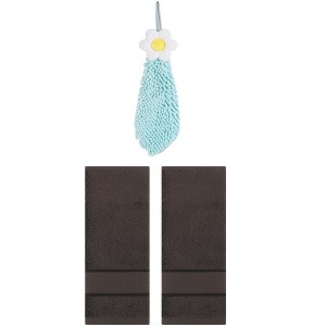 REGALWOVEN 3 Pcs Soft Absorbent Hand Towel Bathroom Decorative Set - 1 of 4