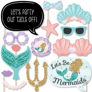 Big Dot of Happiness Let's Be Mermaids - Baby Shower or Birthday Party Photo Booth Props Kit - 20 Count - 1 of 4