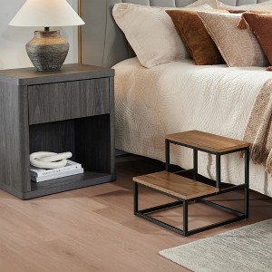 Kings Brand Furniture Axel Step Stool – Wood and Metal, 2-Step Compact Utility Ladder for Kitchen, Closet, Living Room, Home Use - 1 of 3