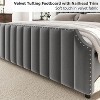 Platform Bed Frame with 50.2" Headboard, Velvet Upholstered Bed Frame Queen with Vertical Channel Tufted Headboard & Footboard, Nailhead Trim - 4 of 4