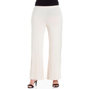 Plus Elastic Waist Flared Leg Palazzo Pants - 24seven Comfort Apparel™ - 1 of 4