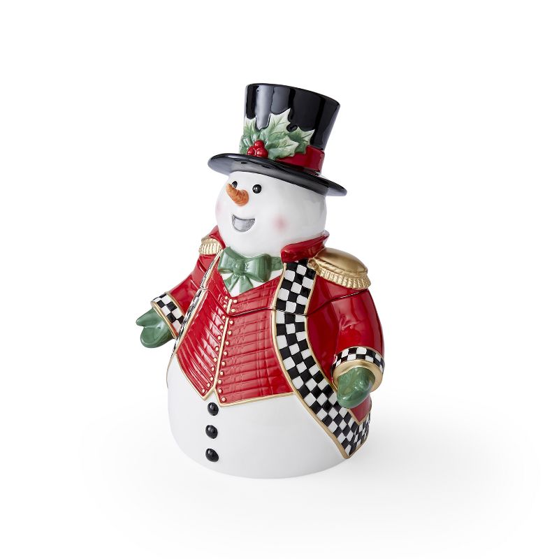 Spode Christmas Tree Black and White Snowman Cookie Jar, 2 of 6