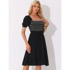Allegra K Women's Square Neck Puff Short Sleeve Ruffle Summer Smocked Dress - 4 of 4