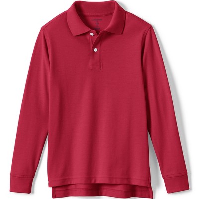 Lands' End School Uniform Kids Long Sleeve Mesh Polo Shirt