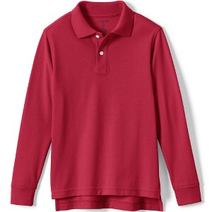 Lands' End School Uniform Kids Long Sleeve Mesh Polo Shirt - 1 of 2