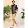 Lars Amadeus Men's Summer Plaid Patchwork Short Sleeves Button Color Block Shirt - 4 of 4