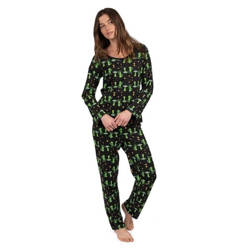 Leveret Womens Two Piece Thermal Pajamas Solid Green Xs : Target