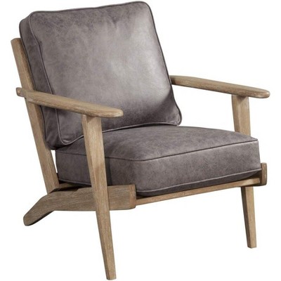 Alpine Furniture Artica Chair, Grey with Iron Brush Natural Frame