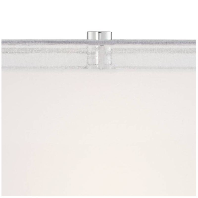 Possini Euro Design Proxima Modern Table Lamp 28" Tall Chrome Crisscrossing Metal Sheer Outer White Inner Rectangular Shade for Bedroom House Home, 3 of 10