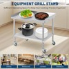 Stainless Steel Equipment Stand with Undershelf 5" Wheels, NSF Commercial Prep & Work Table with Edge Baffle - 3 of 4
