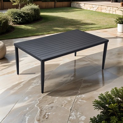 UNISOAR Outdoor Patio Aluminum 40"x70" Rectangle Dining Table with Tapered Feet & Umbrella Hole, Ember Black