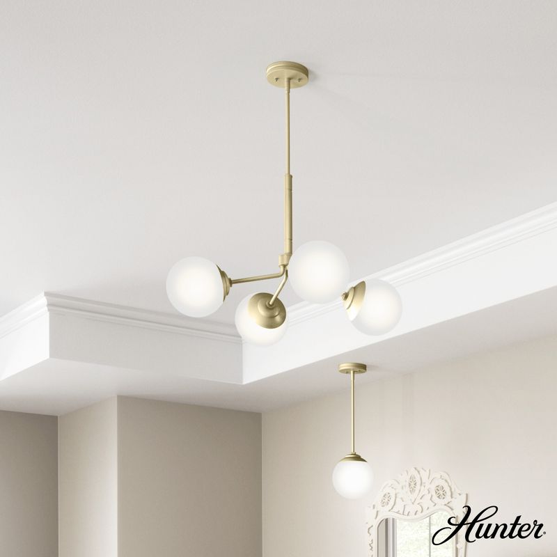 4-Light Hepburn Modern Cased White Glass Chandelier Ceiling Light Fixture - Hunter Fan, 3 of 11