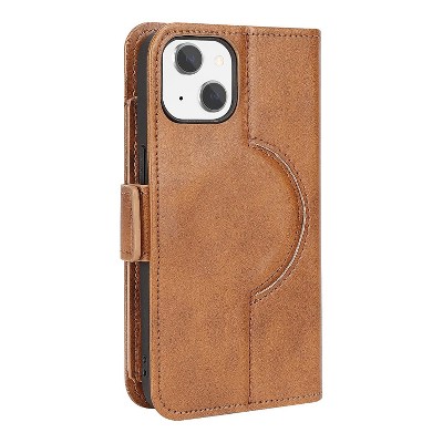 SaharaCase Folio Wallet MagSafe Phone Case for iPhone 15 Plus Shock Absorbing Brown (CP00455)