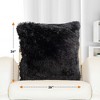 Cheer Collection Super Soft Shaggy Long Hair Throw Pillows Set of 2 - Black (26" x 26") - 3 of 4