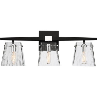 Possini Euro Design Possini Euro Ena 23" Wide Black and Glass 3-Light Bath Bar Light