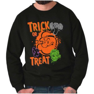 Popeye Cartoon Halloween Trick Treat Sweatshirt for Men or Women Brisco Brands - 1 of 4