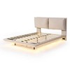Queen Size Upholstered Platform Bed with Sensor Light and 2 Large Backrests - 4 of 4