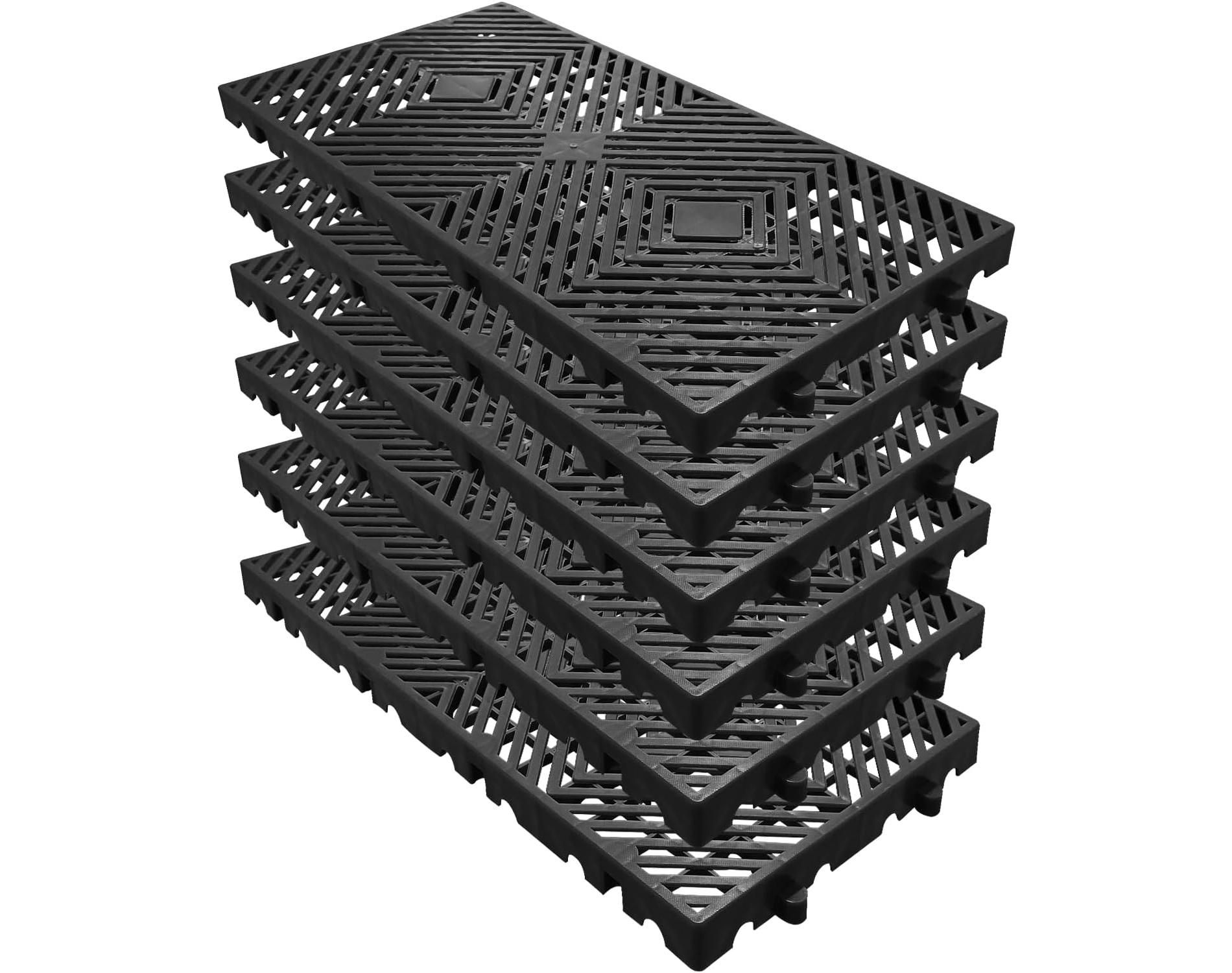 Heavy Duty Plastic Floor Pallets, Rackable Stackable Lightweight Waterproof Storage Pads, Ventilated Grid Design for Basement Warehouse Garage