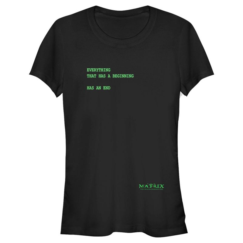 Juniors Womens The Matrix Everything Has an End T-Shirt, 1 of 5