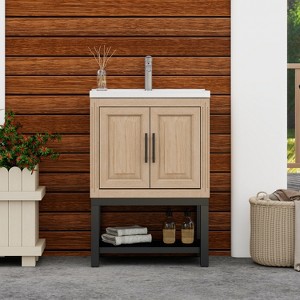 GDFStudio York Indoor/Outdoor Freestanding Magnesium Oxide Bathroom Vanity with Faucet and Ceramic Sink - 1 of 4